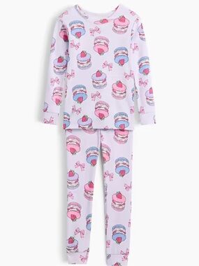 NWT Gap Kids Pink Dessert-Macarons Print Pajama Set Size 10